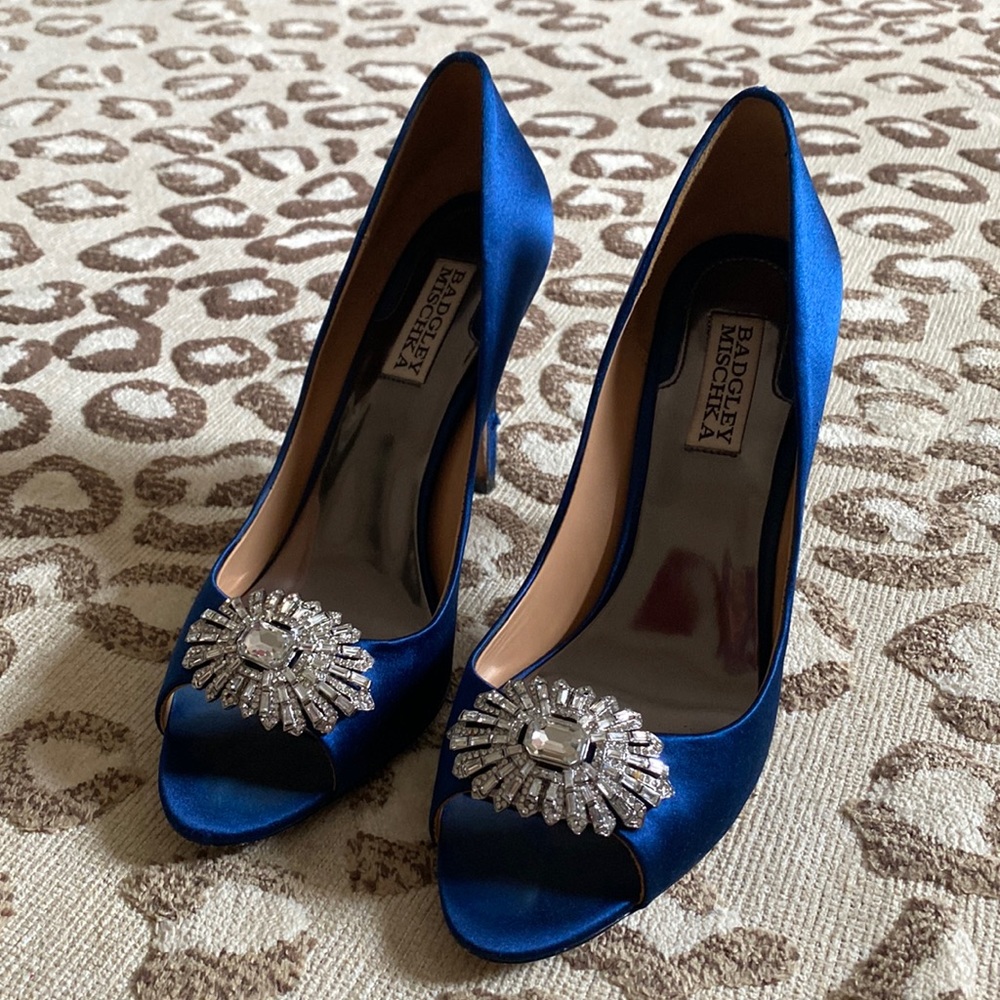 Badgley Mischka Satin Blue Pumps